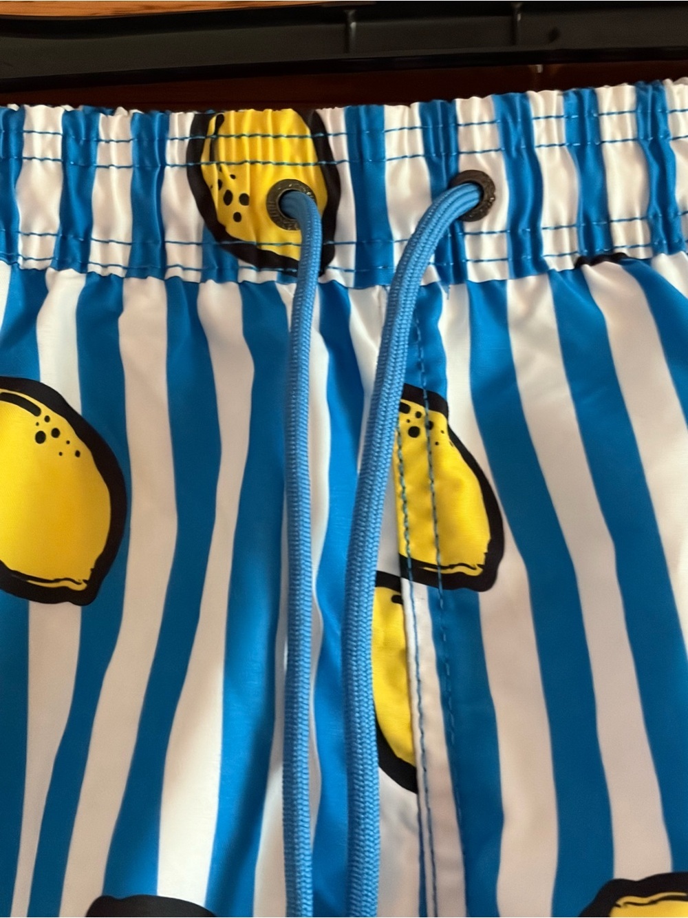 Mr. Swim kids striped Blue & White Lemon Print Swim Shorts size medium - Picture 3 of 5